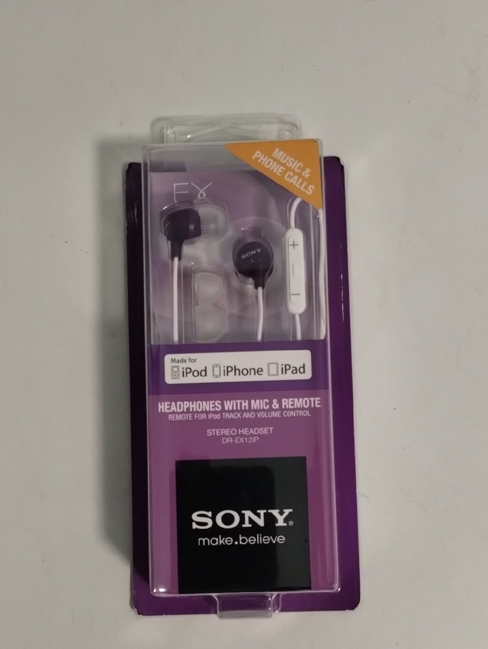 Sony Purple In-Ear Headphones with White Remote and Mic